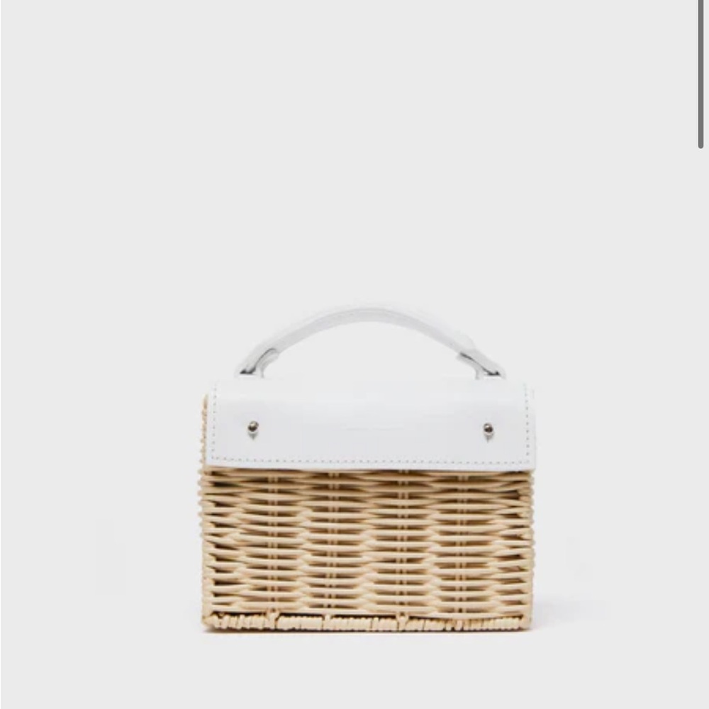Wicker wings White and Tan Wicker Mini Shou shoulder strap Bag